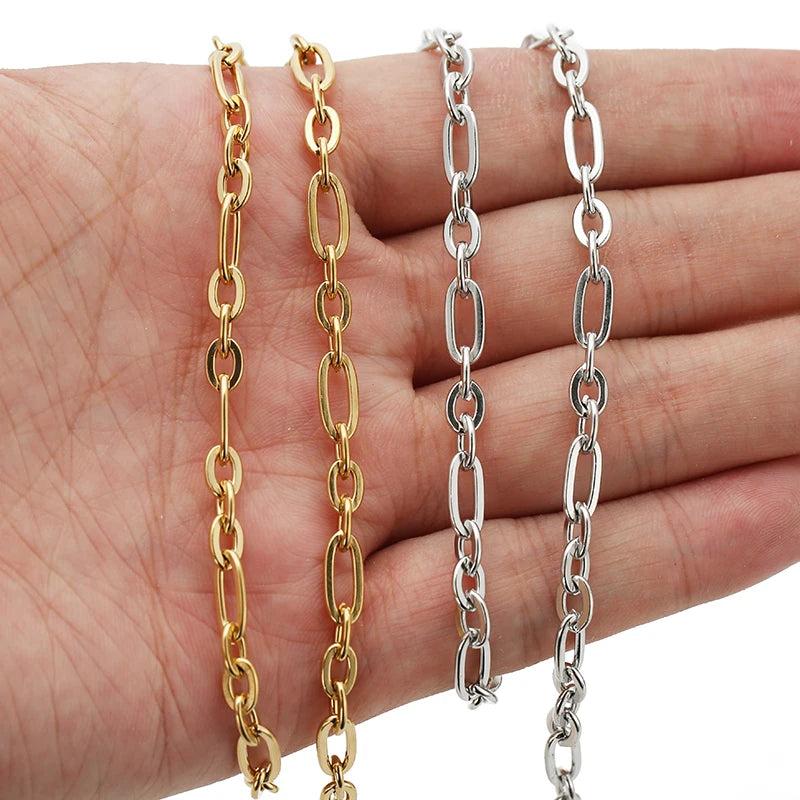 1 Meter Stainless Steel Large Heavy Chunky Hip Hop Punk Link Gold Color Chains DIY Jewelry Materials Handmade Necklace Bracelets