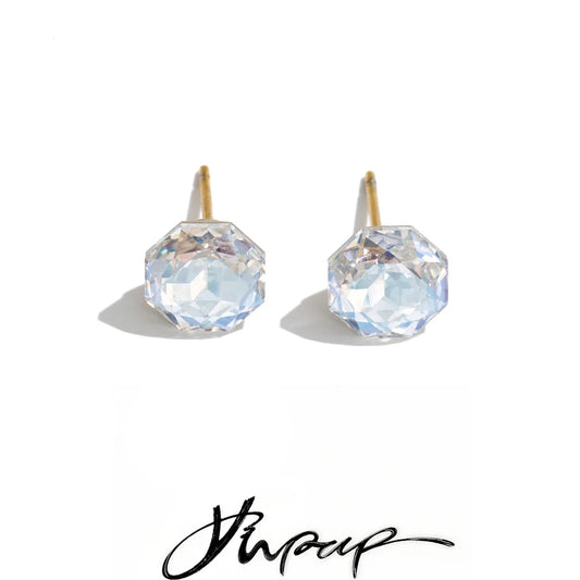 Yhpup New Arrivals Multi Color Crystal Round Stud Earrings for Women Shiny Stylish Daily Summer Jewelry Tarnish Resistant