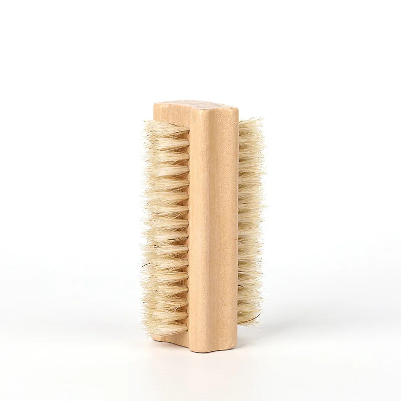 Double-sided Nail Brush Manicure Pedicure Wood Handle Soft Remove Dust Nail Cleaning Brush For Nail Care Scrubbing Tools