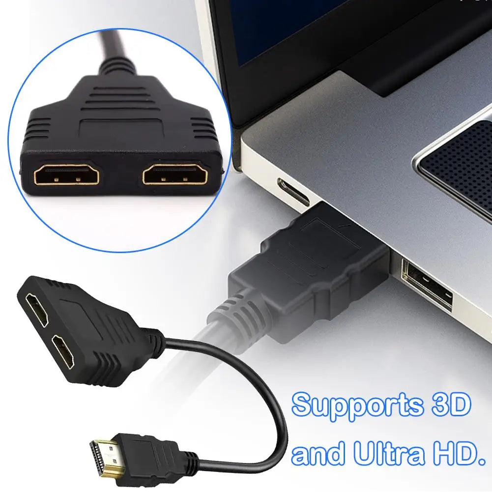 4K Computer Monitor HD Cable HDMI One In Two 30cm HD 1080P HDMI Splitter, One Input To Two Output Adapter Cable HDMI-compatible
