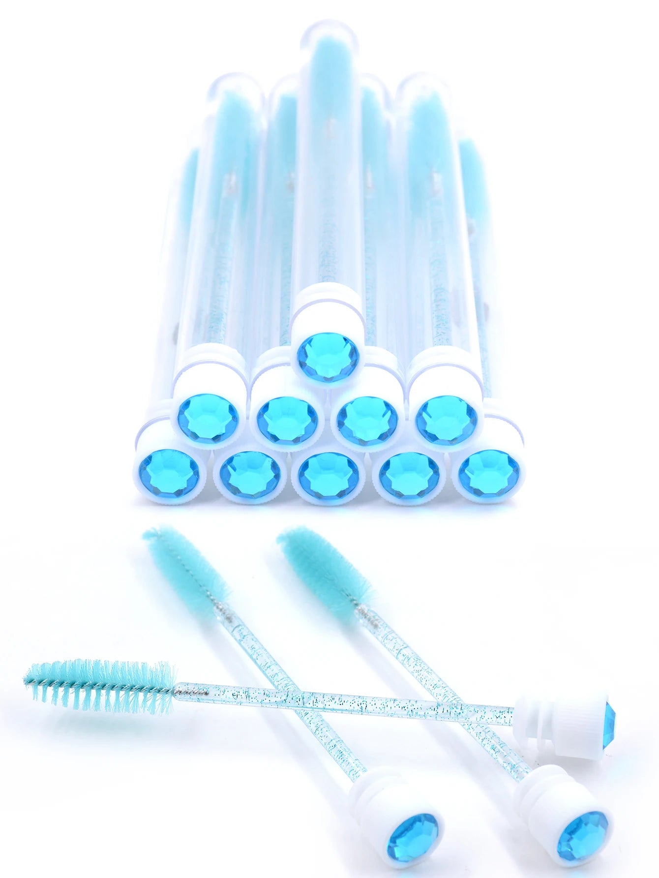 10Pcs Eyelash Brushes Tubes Reusable Lash Mascara Wands Lash Extension Brushes In Case Diamond Eyebrow Brushes Comb Containers
