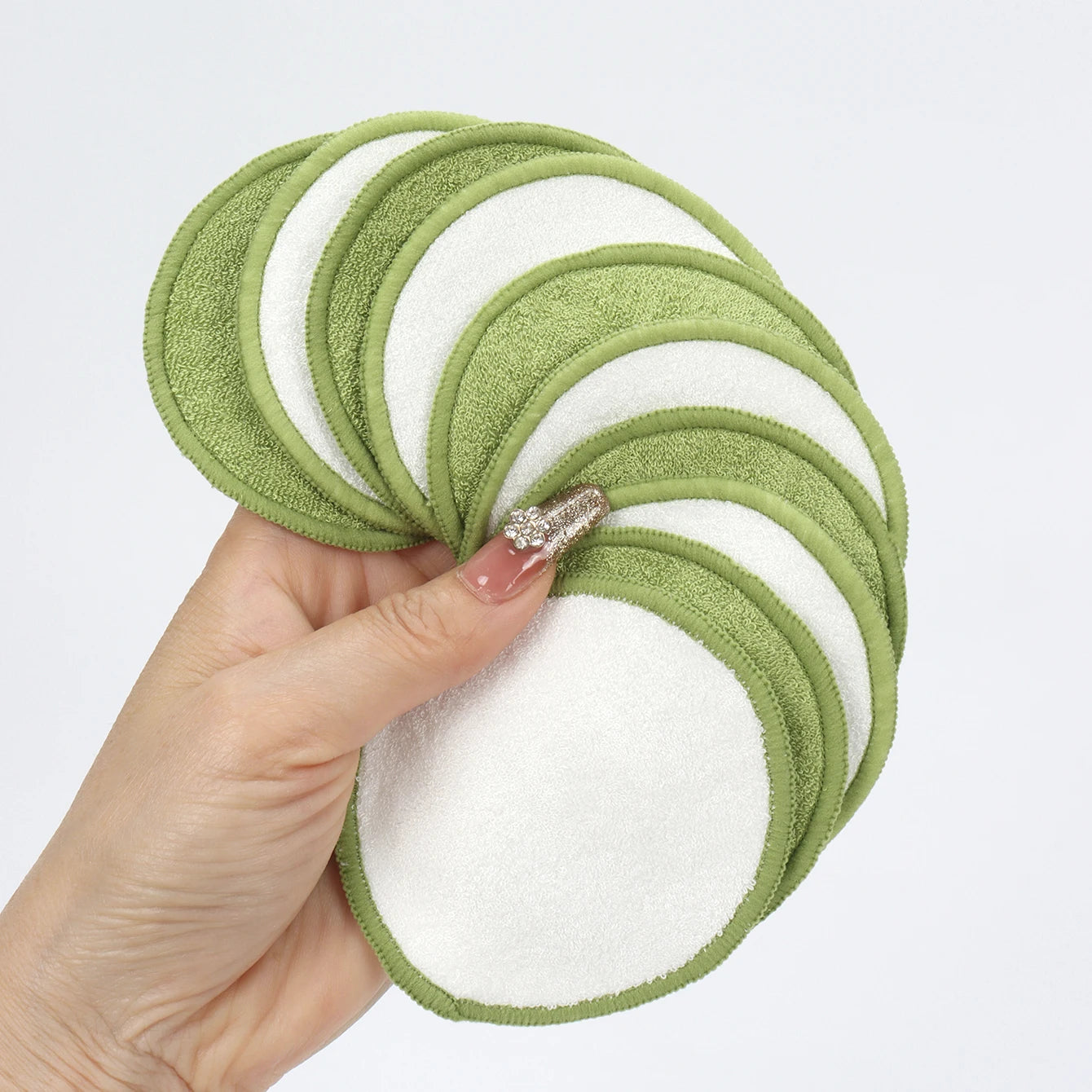 Double Round Makeup Remover Pads 20Pcs + Cleaning Mesh Bag, Machine Washable, Reusable, Suitable for All Skin Types