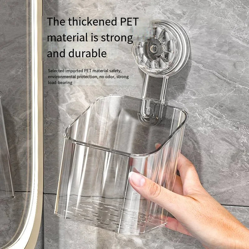Suction Cup Storage Rack Washbasin Bathroom Toilet Shower Gel Wall Mounted Storage Box Bathroom Organizer Storage Space
