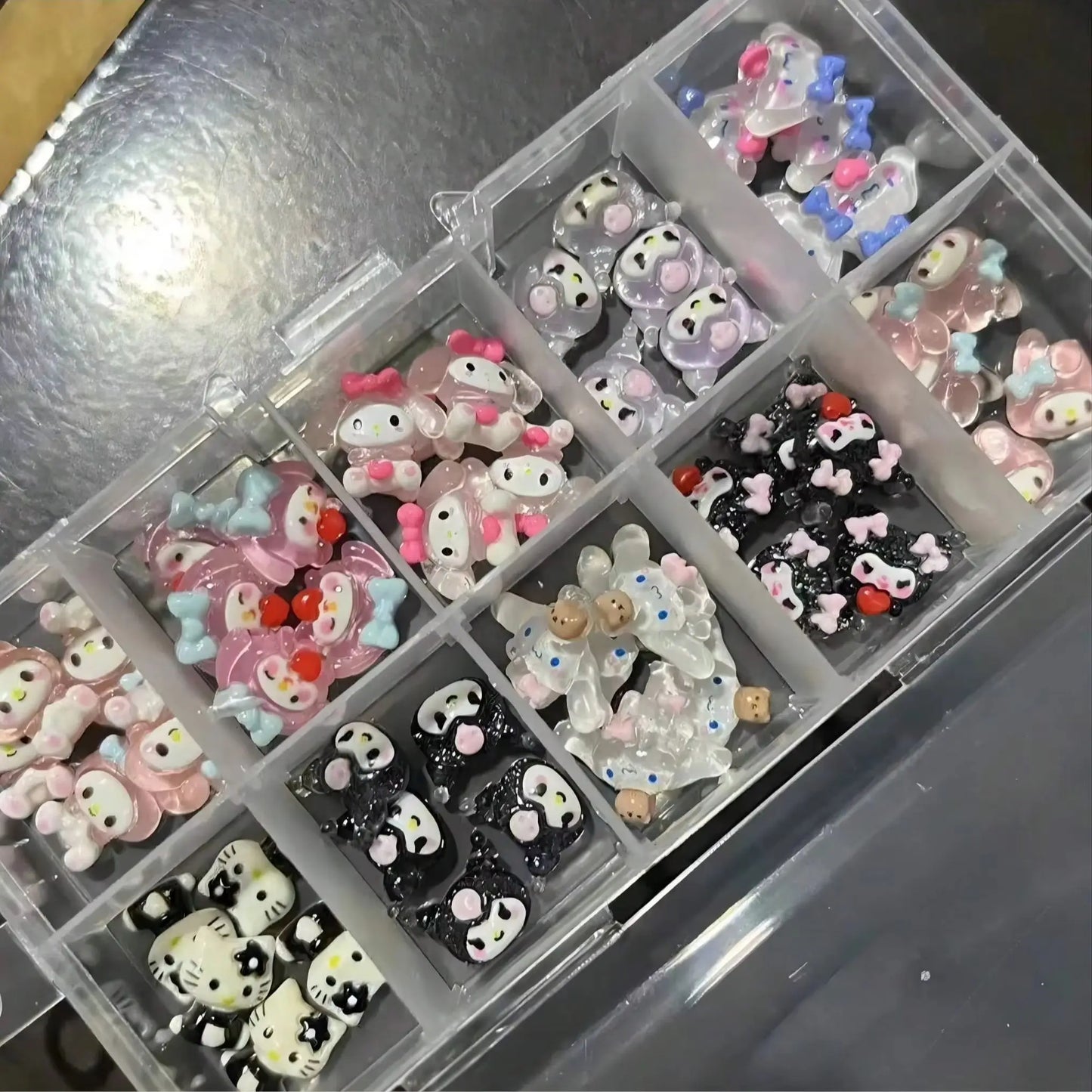 50Pcs Leopard Print Hello Kitty Nail Charms 3D Resin Cartoon Kitty Nail Parts DIY Manicure Decor Accessories
