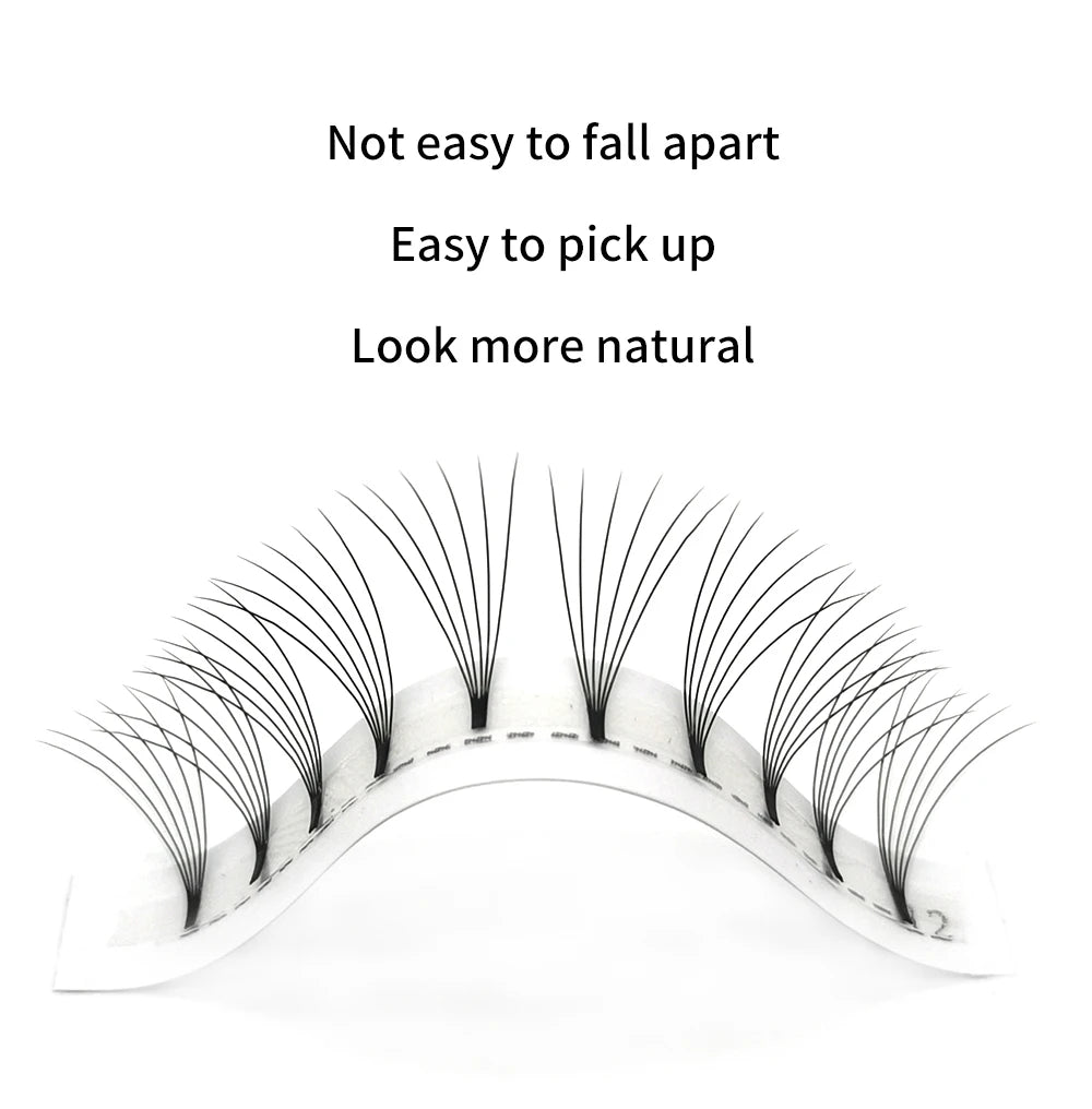 E-young 2d Premade Lashes Volume Fans Short Stem C/D Curl 0.1mm Natural False Eyelashes Extensions Premade Fans Wholesale Makeup
