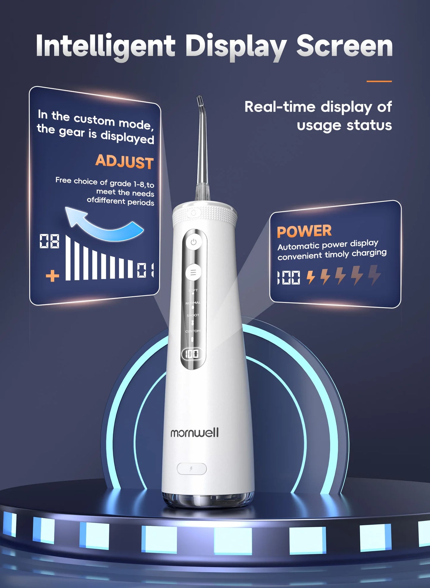 Cordless Water Flosser With 4 Jet Tips 4 Modes 260ML Portable Rechargeable Oral Water Floss IPX7 Waterproof for Gums Care
