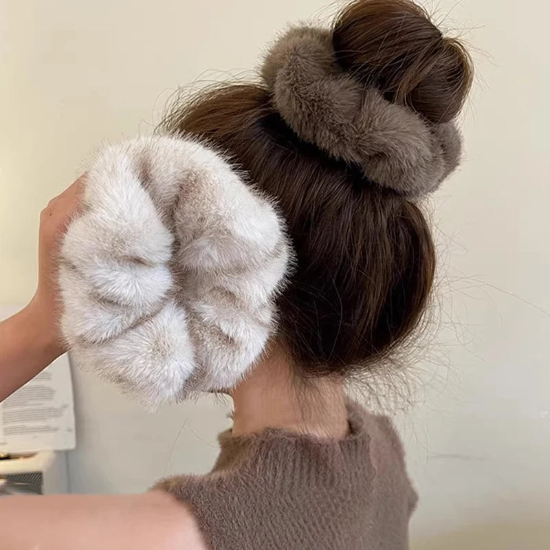 Autumn Winter Versatile Plush Hair Rope For Women Exquisite Simulation Mink Headband Scrunchies Fashion Hair Accessories Gifts