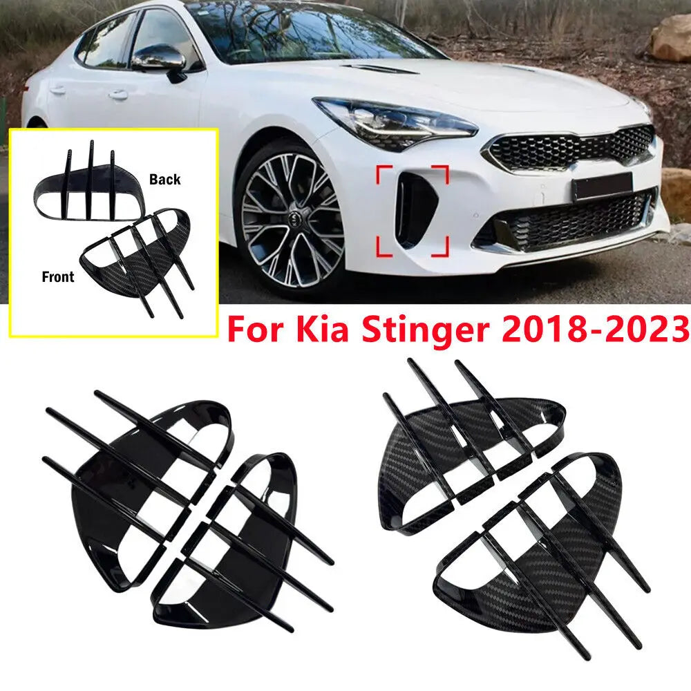 2PCS For KIA Stinger 2018-2023 Car Front Rear Bumper Spoiler Fender Side Vent Cover Canard Splitter Trim Auto Accessories