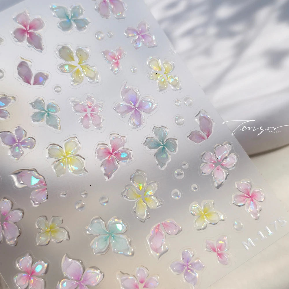 Sweet Summer Delicious Watermelon Ice Cream 5D Nail Art Sticker Elegant Bowknot Cool Ice Square Jelly Nail Decals for Manicure