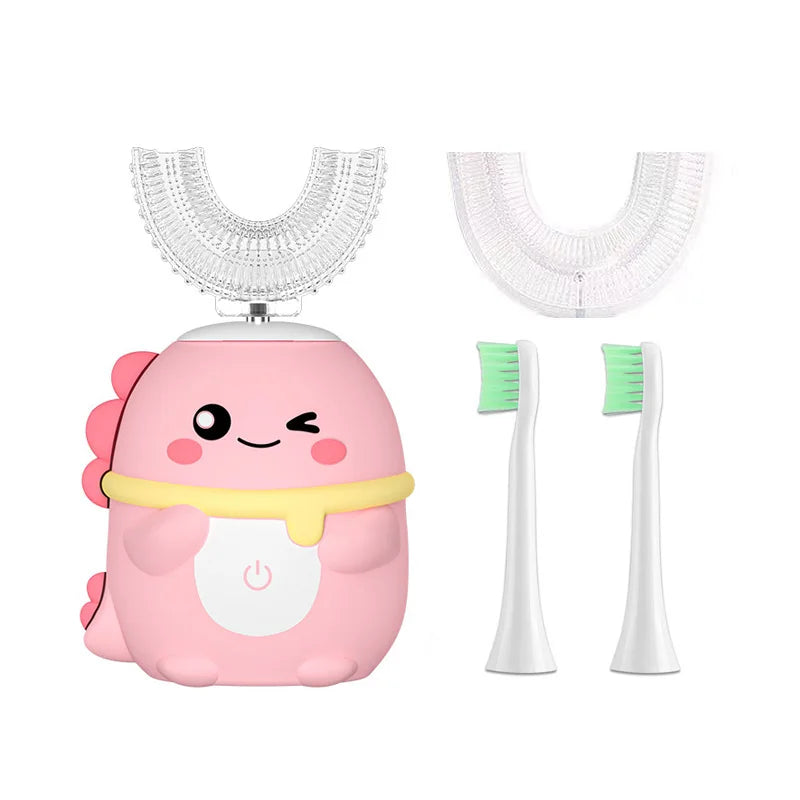 U-shaped Sonic Electric Toothbrush for Kids Children Cartoon Rechargeable USB 360 Degrees Automatic Toothbrushes Blue Light IPX7