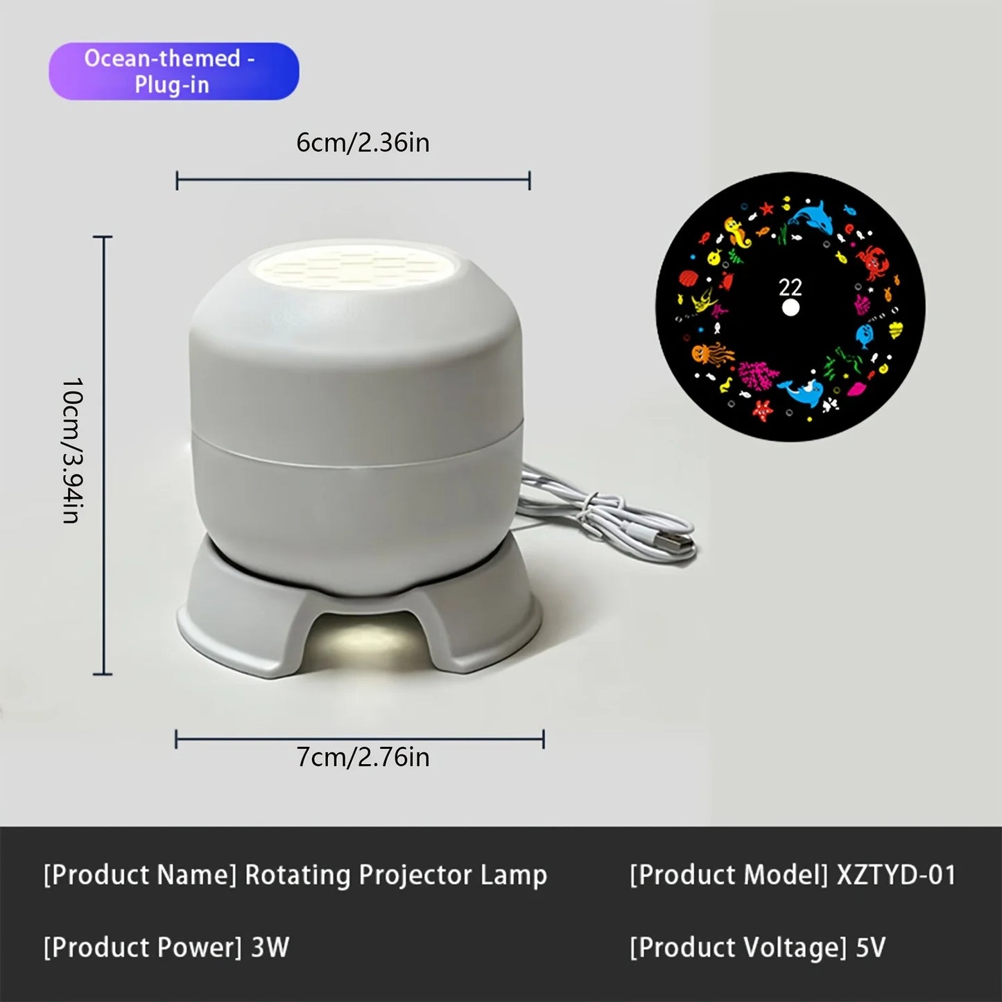 360° Rotating Galaxy Ocean Star Projector Night Light, Dynamic Projection Lamp, LED Ambient Light, Birthday Christmas Gift for K