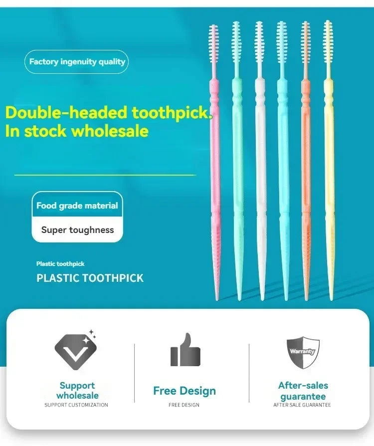 100/200/400/1000pcs Toothpick Brush Boxed Plastic Toothpick Disposable Household Interdental Brush Teeth Picking Dental Floss