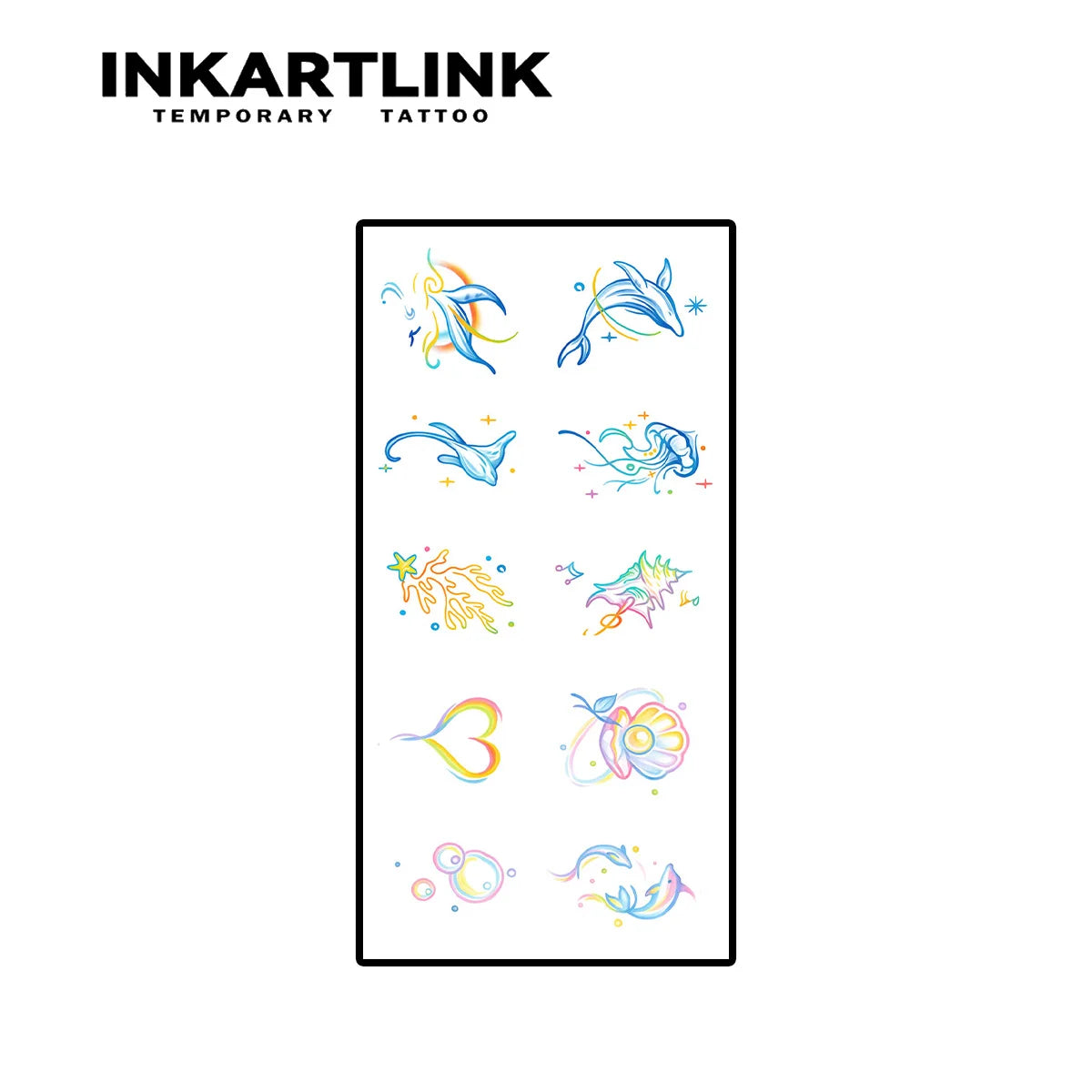 INKARTLINK Temporary Tattoo Stickers Waterproof Color Printing Art Hand drawn Whale Painting Temporary Tattoo Party Supplies DIY