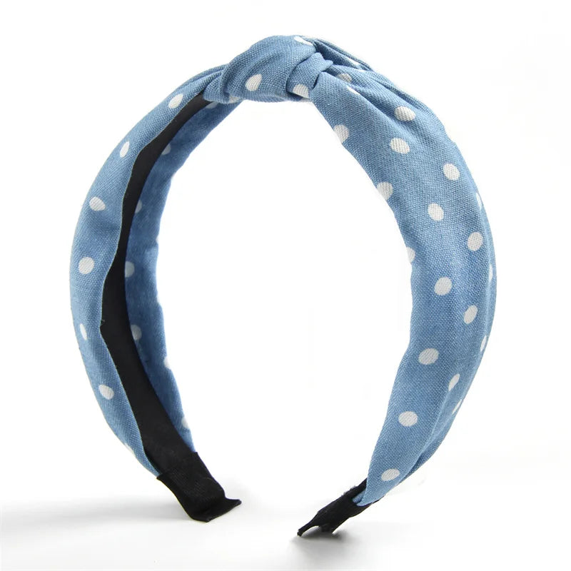 1/3pcs Knotted Print Denim Cloth Headband for Women Girls Shopping Face Wash Hair Hoop Simple Denim Headpiece