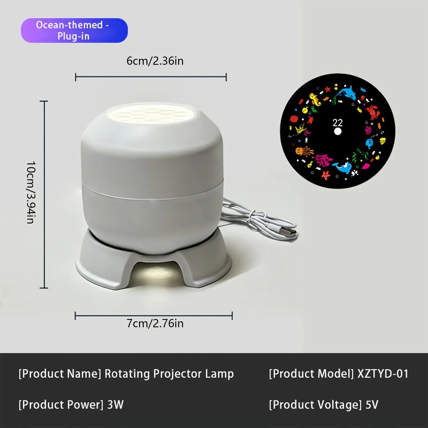 360° Rotating Galaxy Ocean Star Projector Night Light, Dynamic Projection Lamp, LED Ambient Light, Birthday Christmas Gift for K