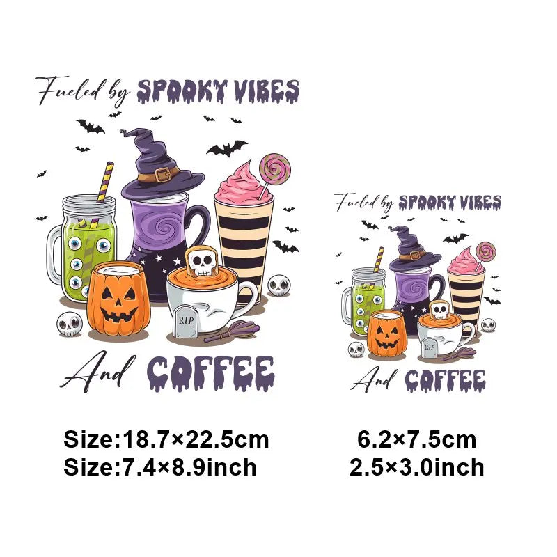 "Halloween is a Life Style"Patch Stickers Iron On Transfers for Clothing Iron Halloween Ghosts Stickers Fusible Applique Badge
