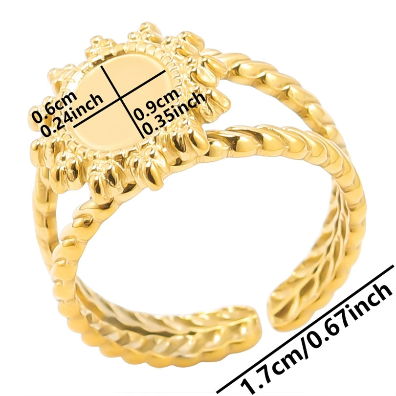 6pcs/lot Wholesale Various Chunky Rings Real Gold Plated Love Abstract DIY Shell Star Sun Bat Shaped Rings Women Jewelry Gifts