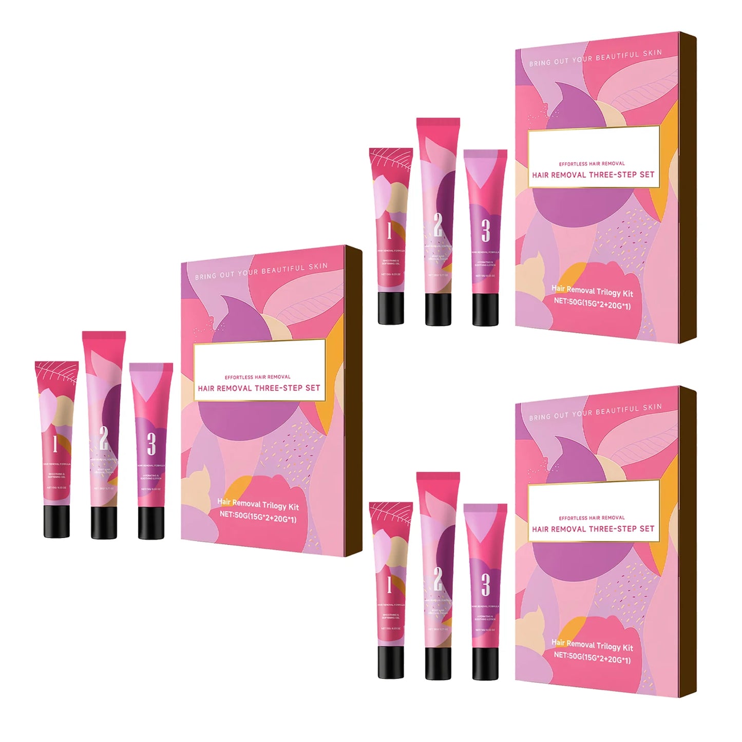 3Step Hair Removal Trilogy Kit Gentle Facial Depilatory Set Painless Hair Remover Soothing Lotion Cream With Softening Gel