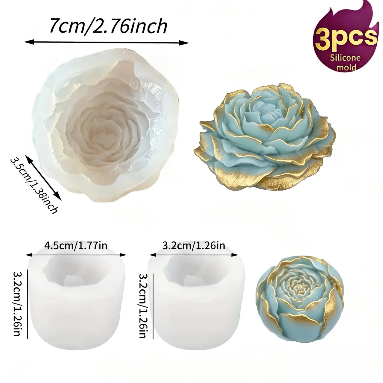 1 Piece 3D Elegant Rose Silicone Mold - Reusable Flexible Mold for Candles, Resin Art, Handmade Soap and Clay Making, Delicate Petal Design, Home Decoration, Valentine's Day Gift, Floral Shapes, Special Gift for Craft Enthusi