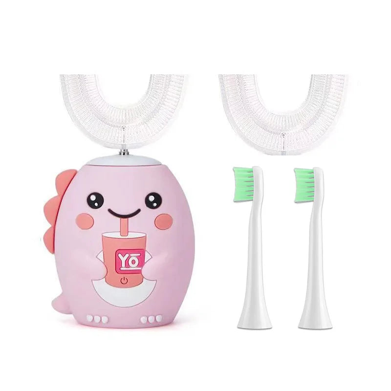 U-shaped Sonic Electric Toothbrush for Kids Children Cartoon Rechargeable USB 360 Degrees Automatic Toothbrushes Blue Light IPX7