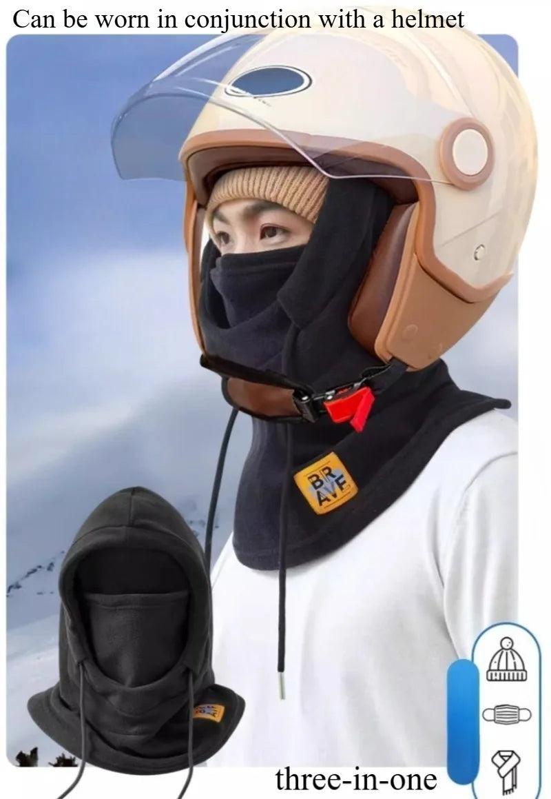 Winter Warm Hat with Mask and Neck Warmer 3-in-1 Windproof Balaclava for Men and Women Masked Hat Cycling Cold Weather Protectio