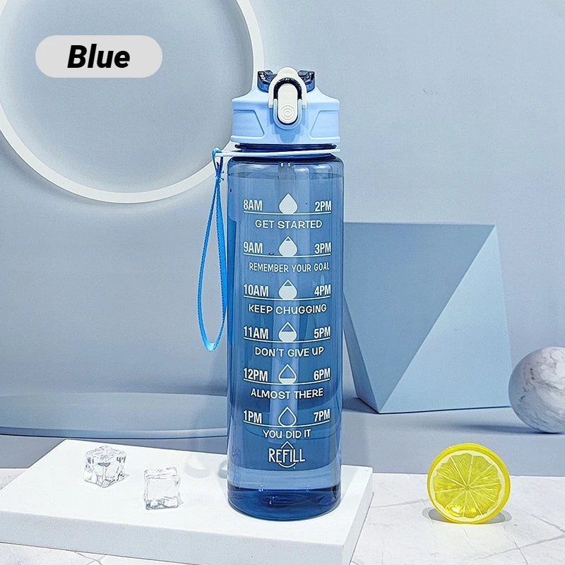 Sports Water Bottle with Time-Tracking Straw Leak Proof Locking Flip Cover for Easy Carry Ideal Outdoor Adventures With Time Mar