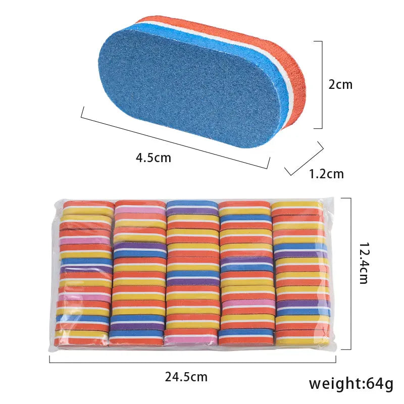 50pcs Mini Sponge Nail File Buffer Block Double Color Buffing Sanding File Pedicure Manicure Tool Gel Suplies Accessories
