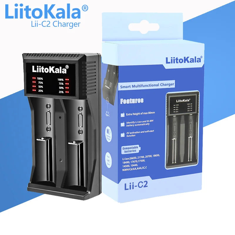 LiitoKala Lii-D4XL Lii-M4 Lii-M4S Lii-402 Lii-202 Lii-S2 3.7V/18650 18350 26650 14500 16340 NiMH Lithium Battery Smart Charger
