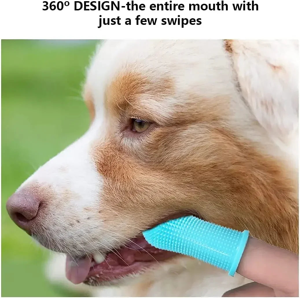 Pet Finger Toothbrush Kit Non-Toxic Silicone Dental Cleaning Tool for Dogs Cats Puppies Tartar Removal Bad Breath Care Cleaning