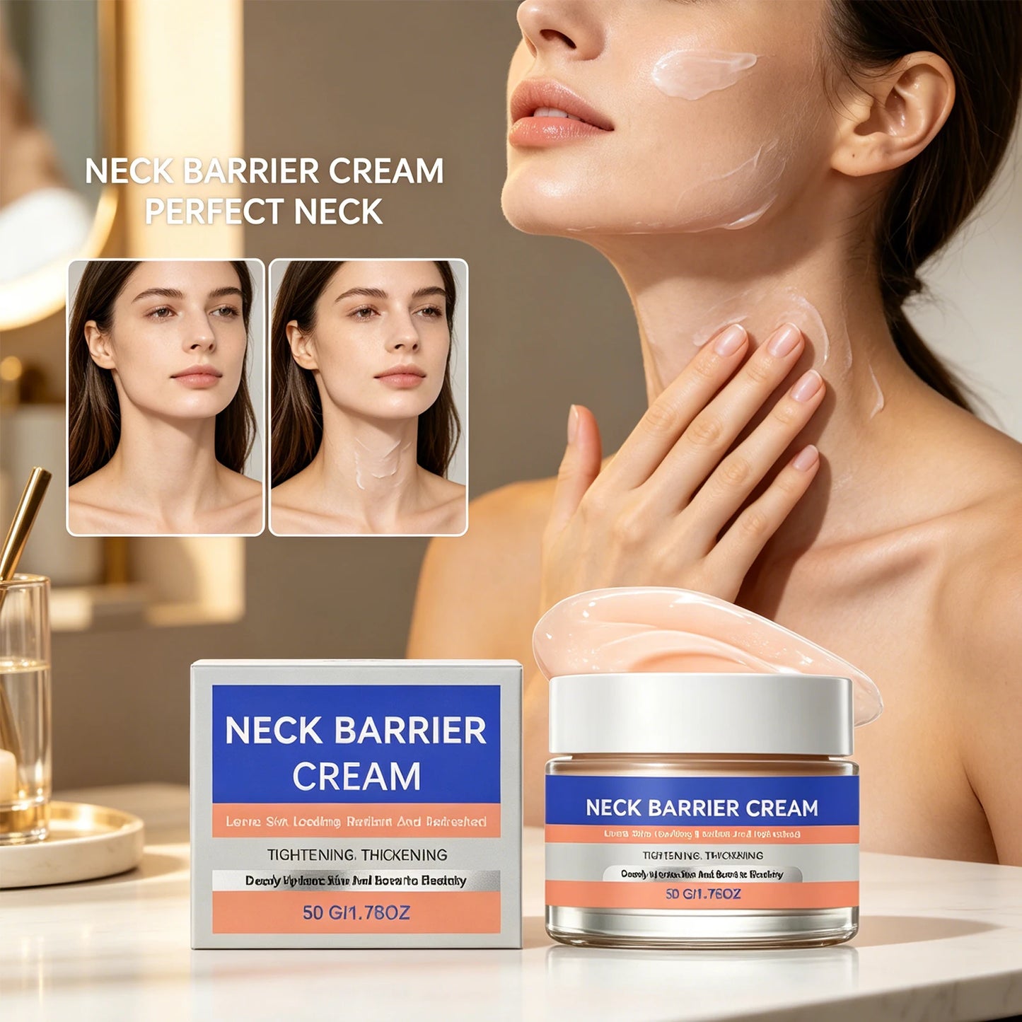Neck Firming Massage Cream Deep Moisturizing Neck Lines Smoothing Skin Tightening Gentle Hydrating Soft Smooth Daily Neck Care