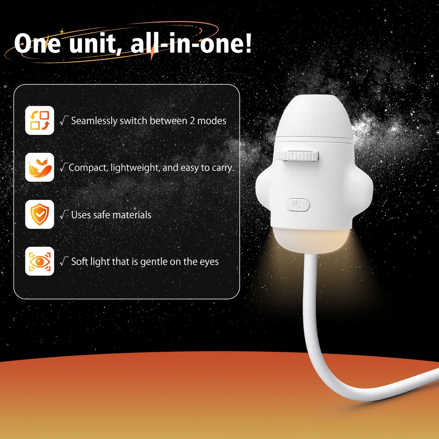 2-in-1 USB Galaxy Projection Light Adjustable Focus Ambient Star Projector Lights Car Projection Lamp Space Moon Night Light