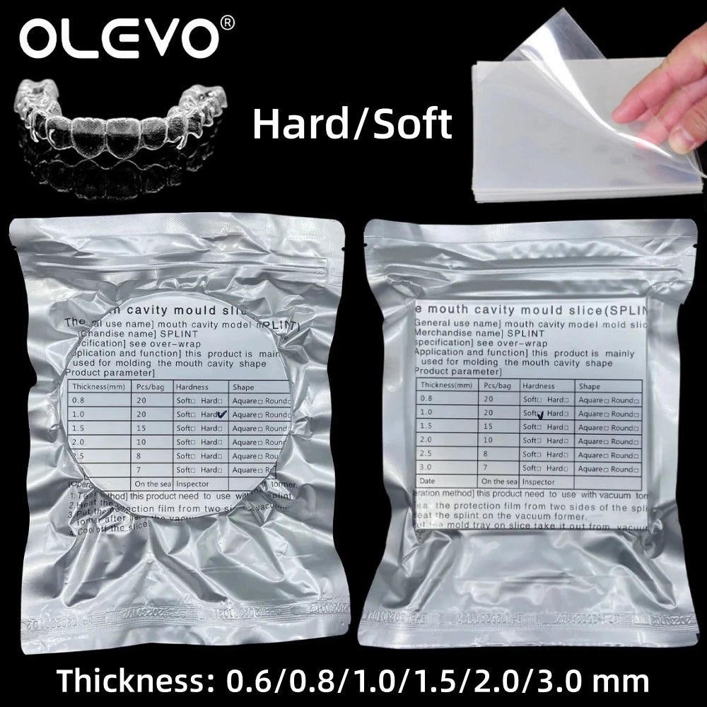 Dental Lab Splint Retainer Slice Vacuum Forming Sheet Hard Soft 0.5-3.0mm Film Thermoforming Denture Model Orthodontic Retainer