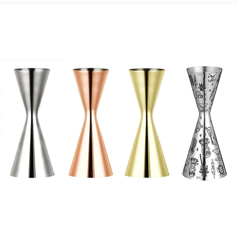 Integrated-Style Jigger Double Cocktail Jigger Bar Measure with Etched Pattern Bar Tools