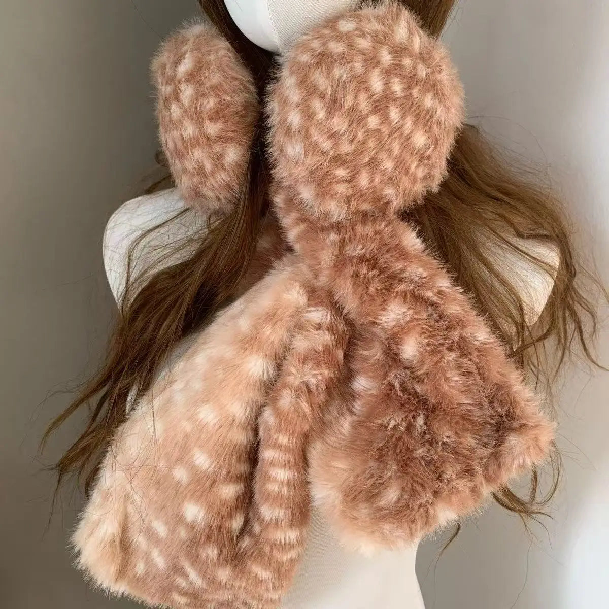 Winter Japanese Cute Elk Scarf Kawaii Deer Series Plush Christmas Accessories Padded Outdoor Warm Cosplay Deer Earmuffs