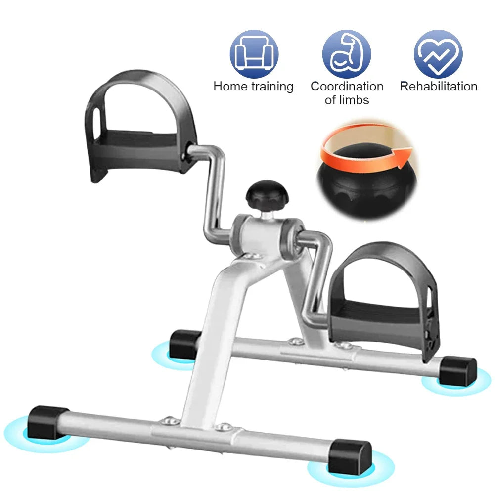Mini Foldable Foot Pedal Exerciser with Adjustable Resistance Under Desk Bike Stationary Exercise Bike for Home Exercise