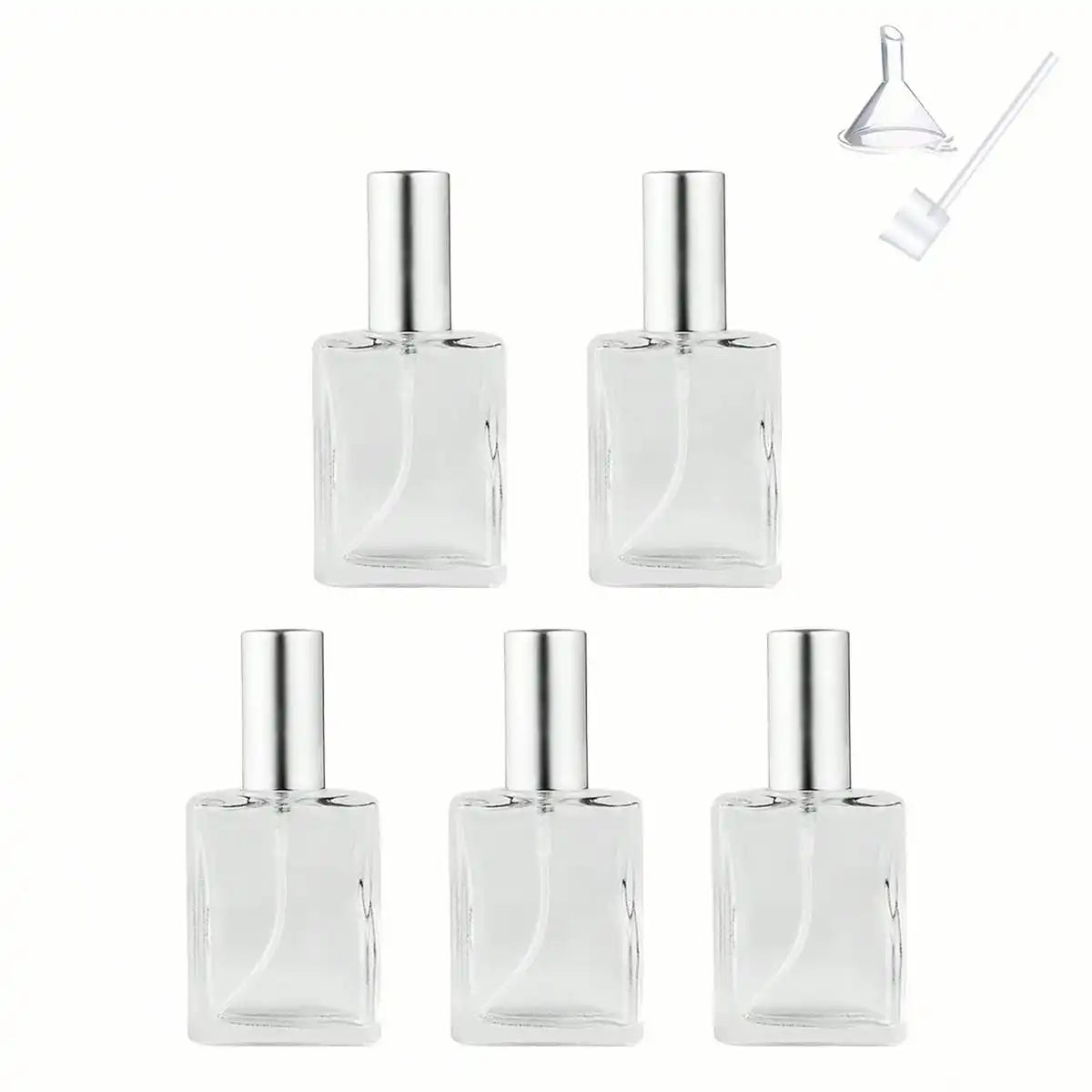 15ml Flat Square Refillable Perfume Cosmetic Water Spray Bottle, Portable Sample Skincare Water Beauty Empty Bottle, Transparent