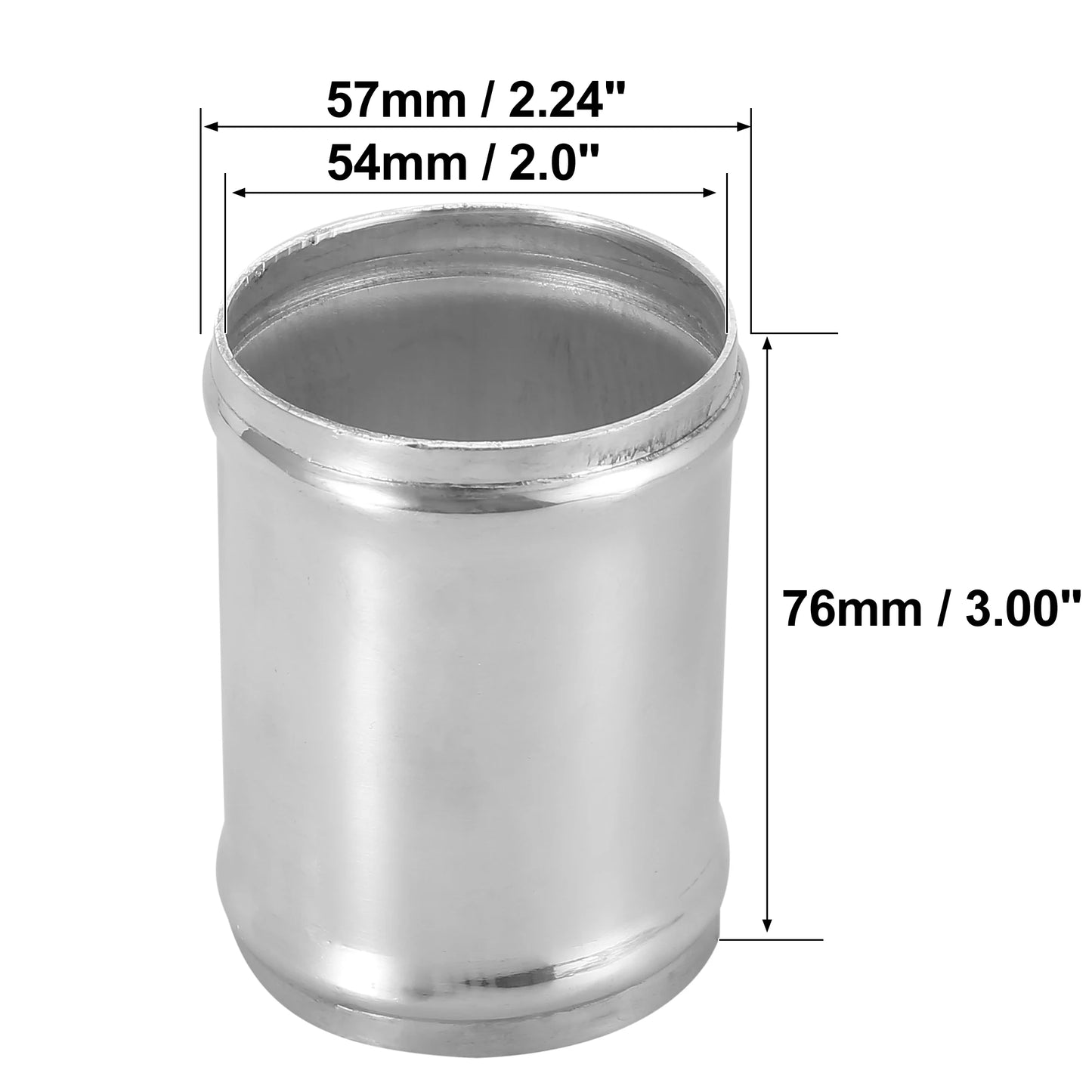 UXCELL 76mm Length Intercooler Pipe Aluminum Alloy Hose Joint Pipe Set with 2 Clamps OD 16mm-102mm 0 Degree Straight