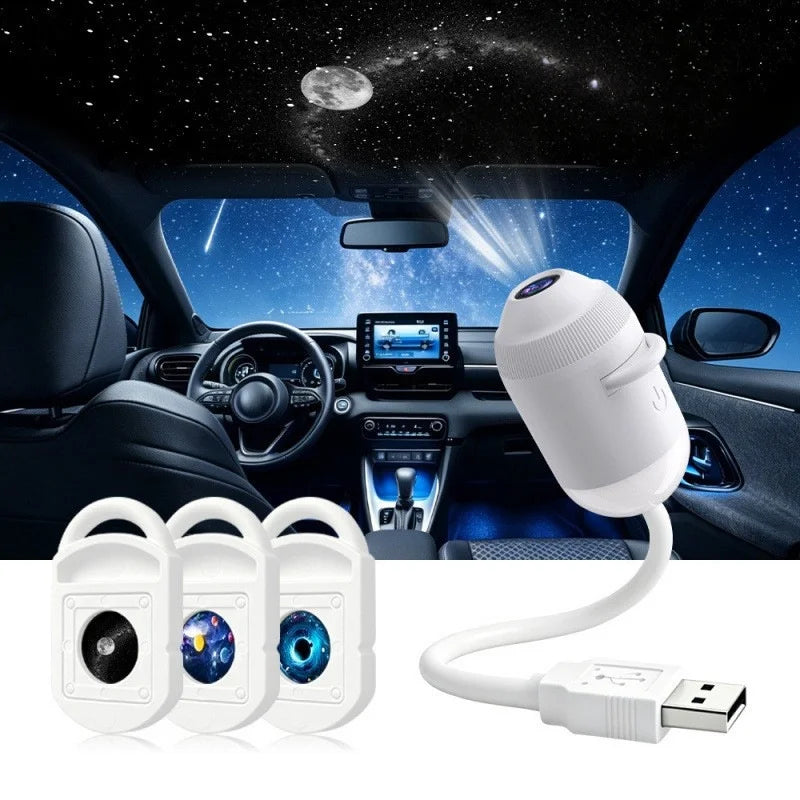 2-in-1 Galaxy Star Projector Light Home Background Atmosphere Light Bedroom Car Decoration Moon Night Light Festival Gifts