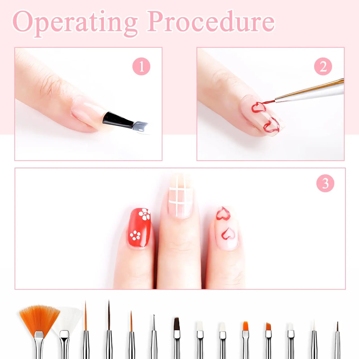15Pcs Nail Art Brush Set Multifunctional Liner Brushes Detailing Brushes and Cleaning Tools Suitable for Gel Polish Art and DIY