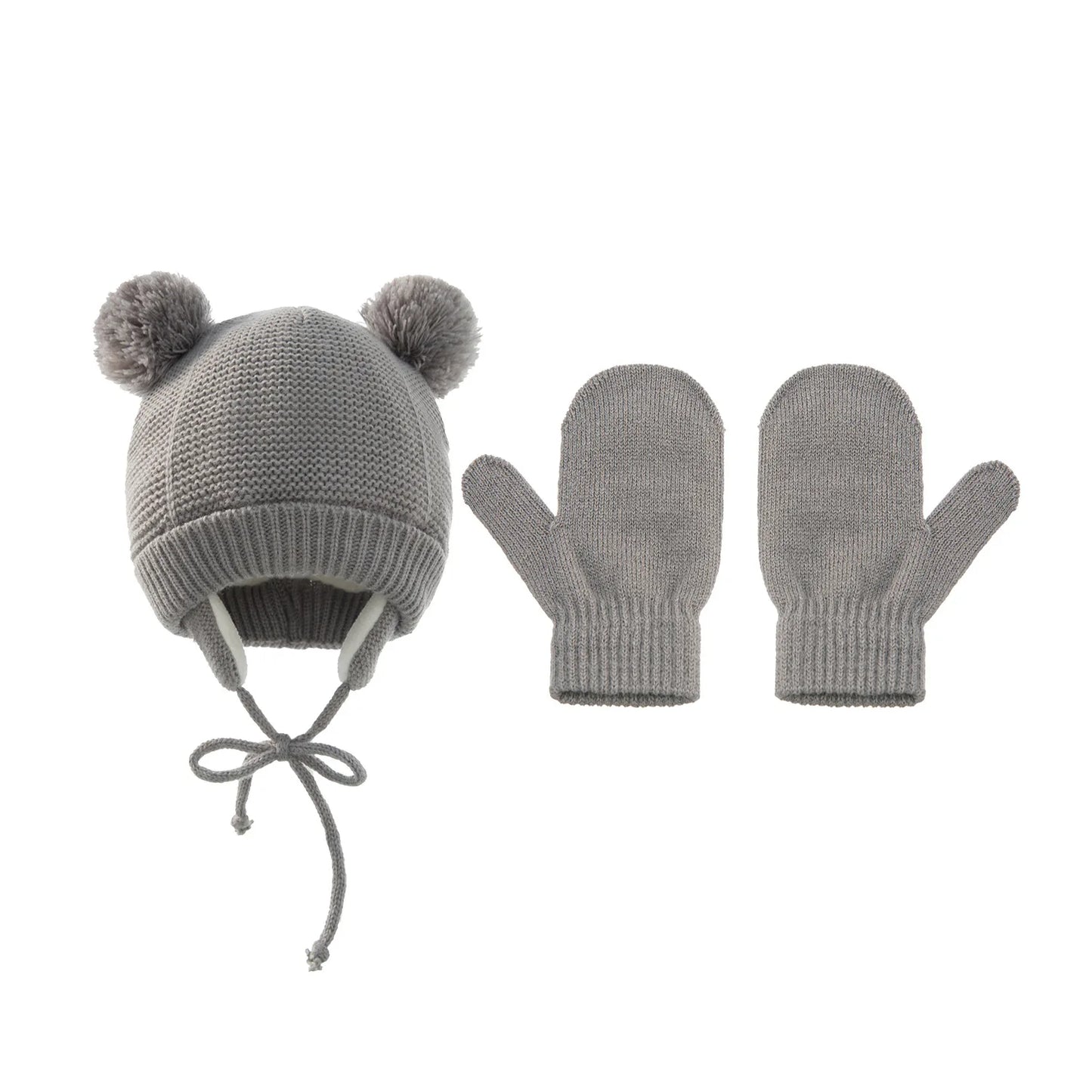 Winter Baby Hat for 0-12month Boy Girls Accessories Knited Cap Kids Hat Fleece Warm Gloves Thick Winter Ear Kids Hat Baby Bonnet