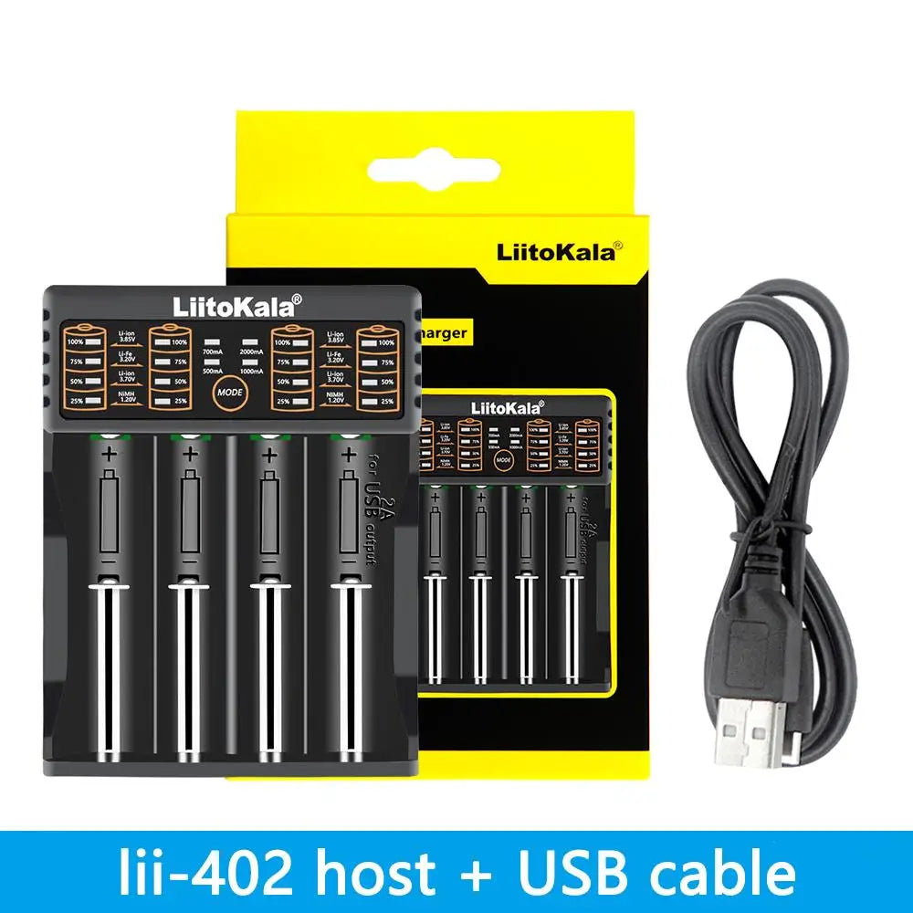 LiitoKala Lii-D4XL Lii-M4 Lii-M4S Lii-402 Lii-202 Lii-S2 3.7V/18650 18350 26650 14500 16340 NiMH Lithium Battery Smart Charger