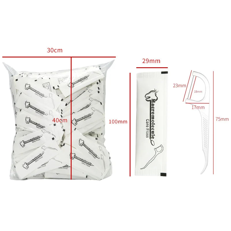 500PCs Disposable Dental Floss Eco Friendly Dental Floss Toothpick Individually Packaging Dental Floss Sticks For Hotel Family