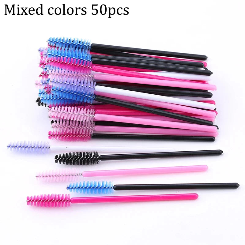 50pcs Eyelash Brushes Reusable Mascara Wands Applicator Spoolers for False EyeLashes Extension Women Lashes Cosmetic Supplies