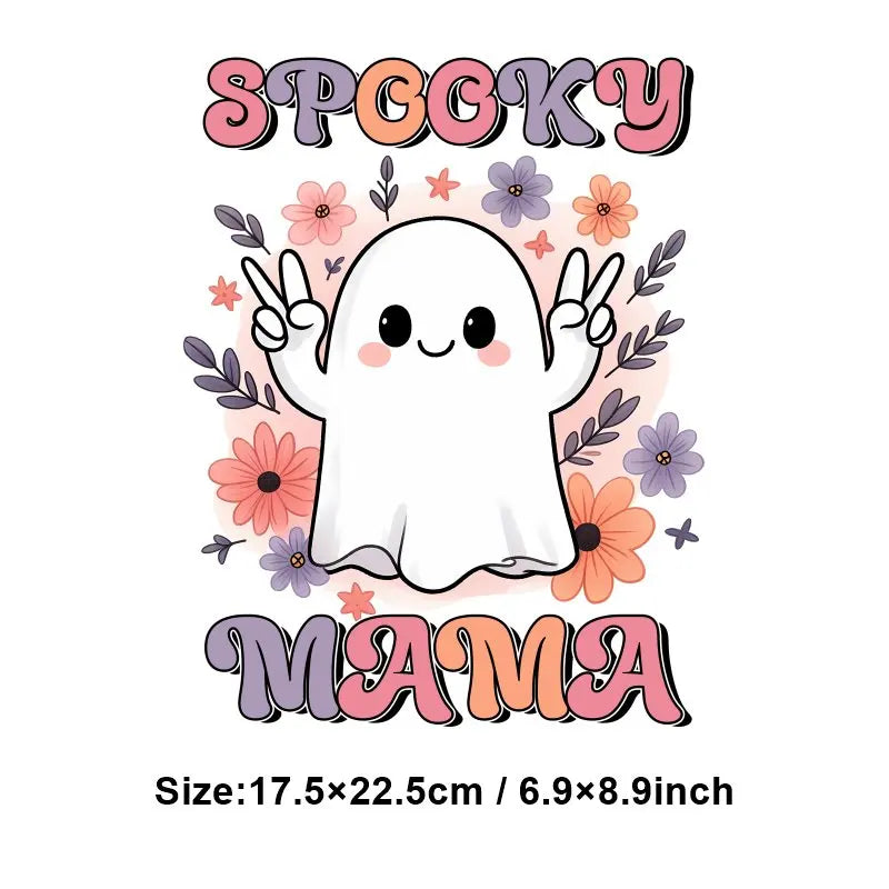 "Halloween is a Life Style"Patch Stickers Iron On Transfers for Clothing Iron Halloween Ghosts Stickers Fusible Applique Badge