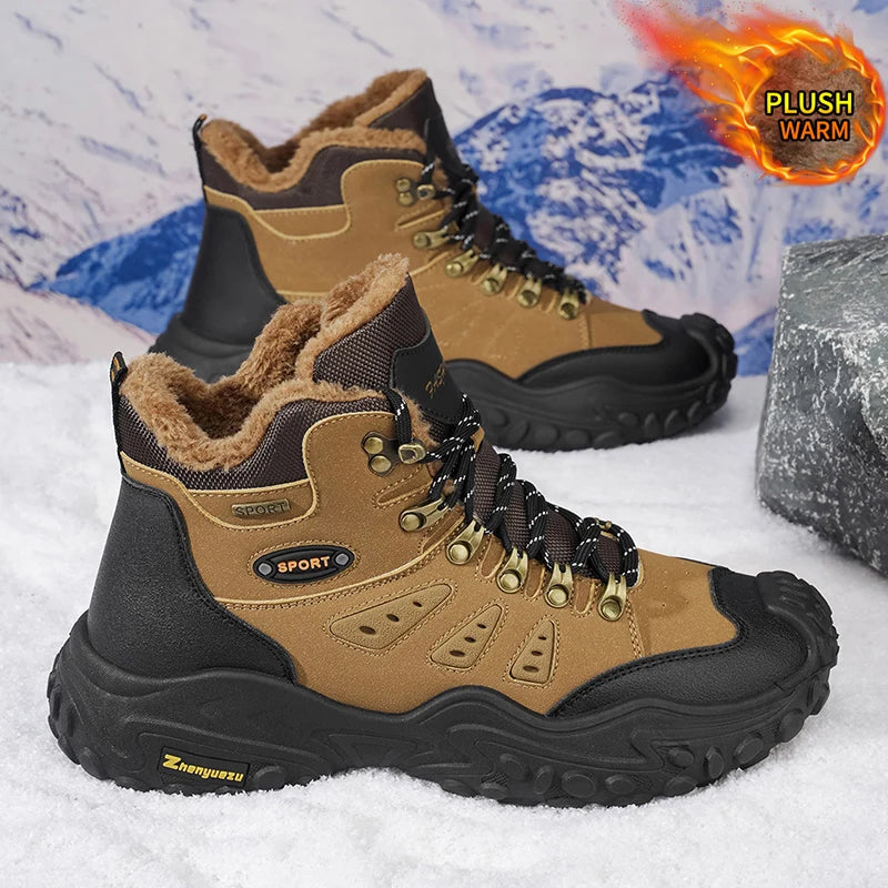 Autumn and Winter Men's Outdoor Sports and Travel Fleece-Lined Warm Snow Boots, Christmas Gifts, Birthday Gifts, Halloween Gifts