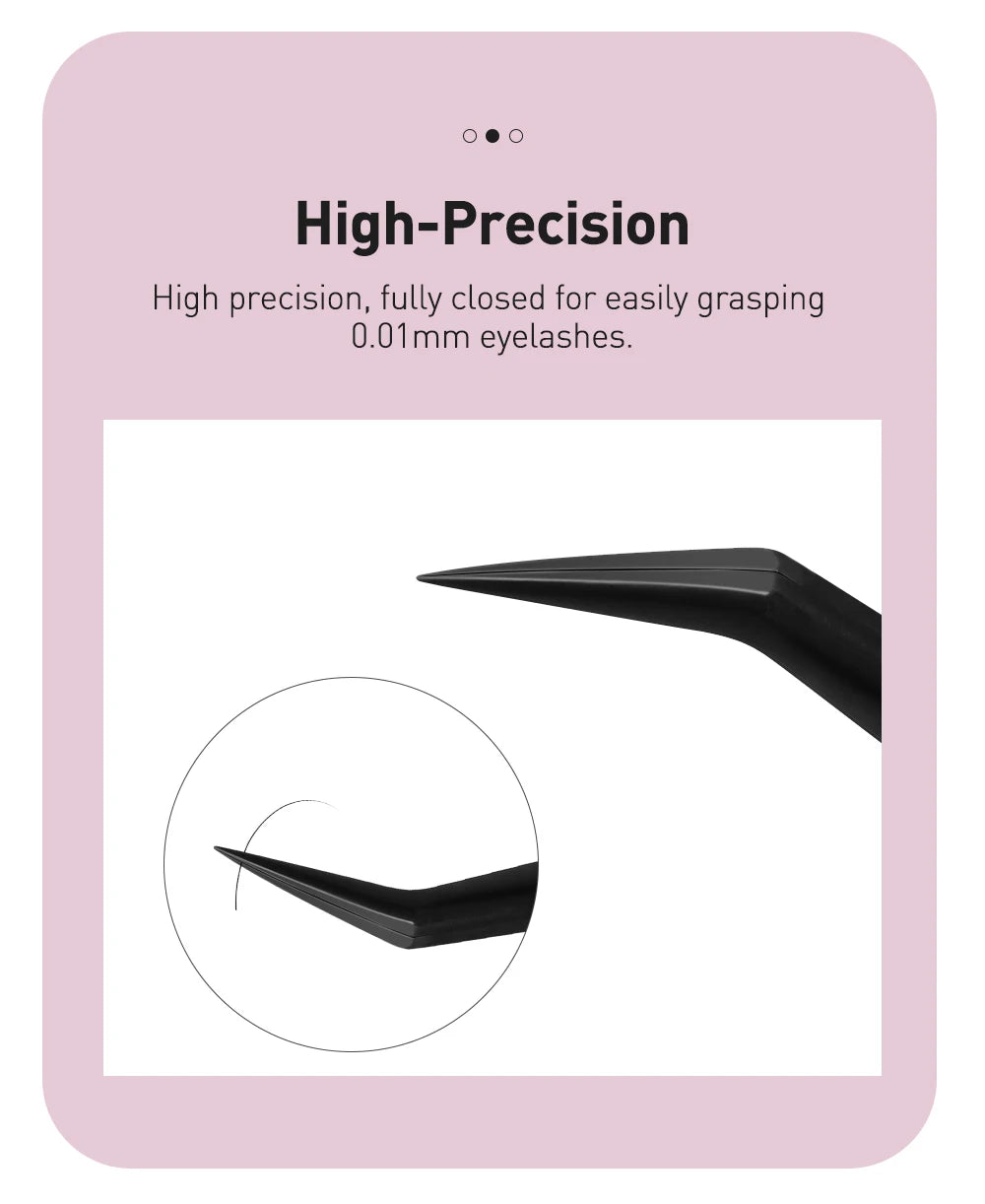 SAKURAHANA High-end Eyelash Tweezers Black Fiber Tip For Lash Extensions Mega Volume Mink Lashes Tool Straight Head Curved Tip