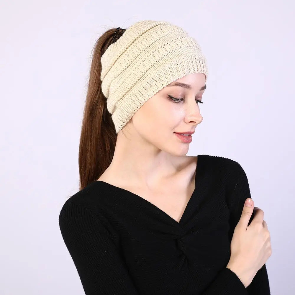 1Pcs Women Girl Autumn Winter Hair Accessories Headwraps Headwear Ponytail Beanie Hat Ear Warmer Hair Band Knitting Headband