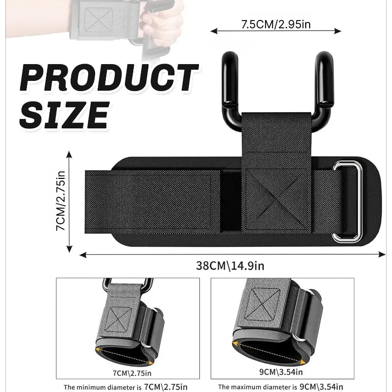 1Pair Wrist Straps for Weightlifting Adjustable Strap Hand Grips, Hooks for Pull-Ups, Deadlifts, Strength Training&Gym Workout