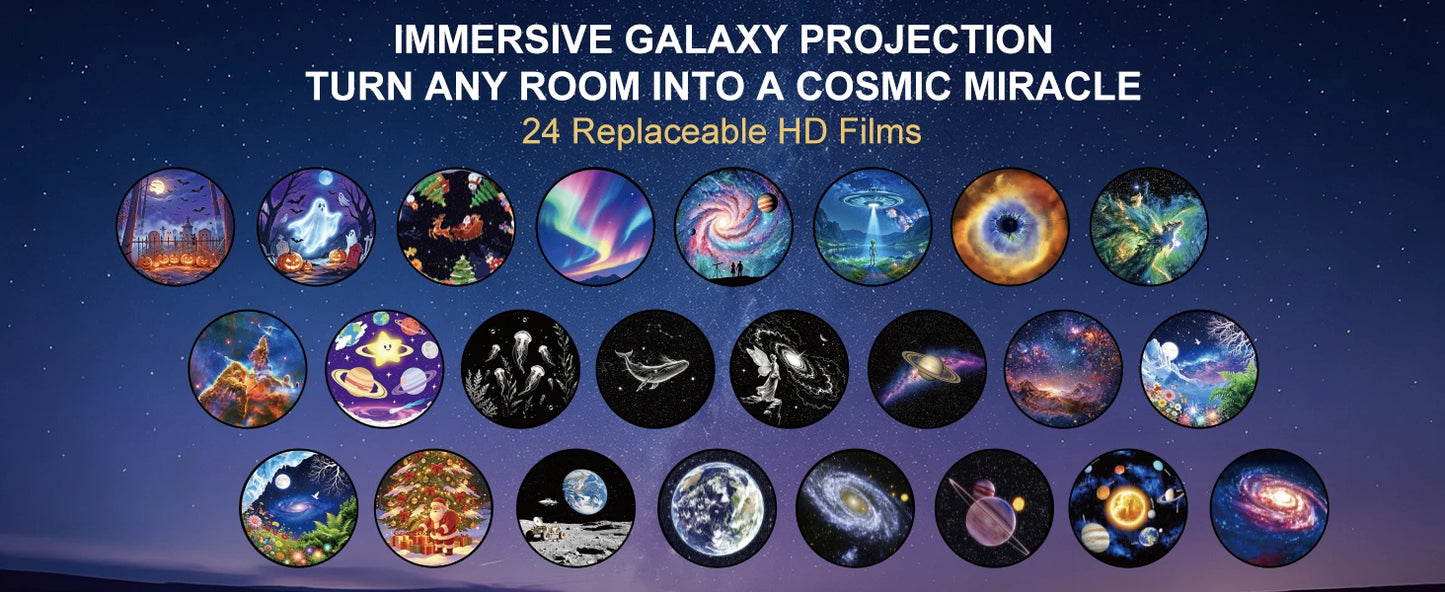 2-in-1 USB Galaxy Projection Light Adjustable Focus Ambient Star Projector Lights Car Projection Lamp Space Moon Night Light