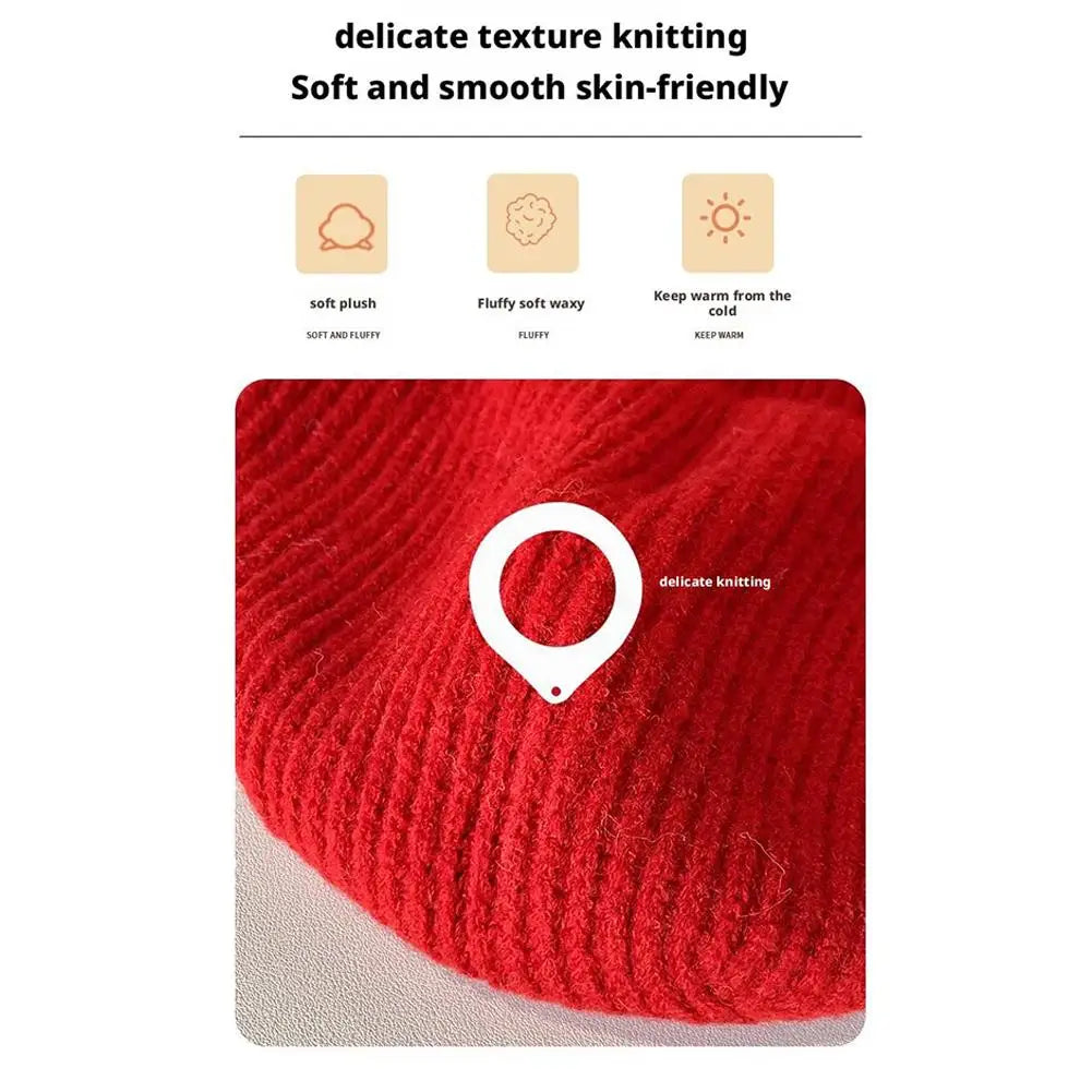 Winter Hats for Women Knitted Polyester Hooded Scarf Hat for Women Balaclava Knit Skull Cap Beanie Hat